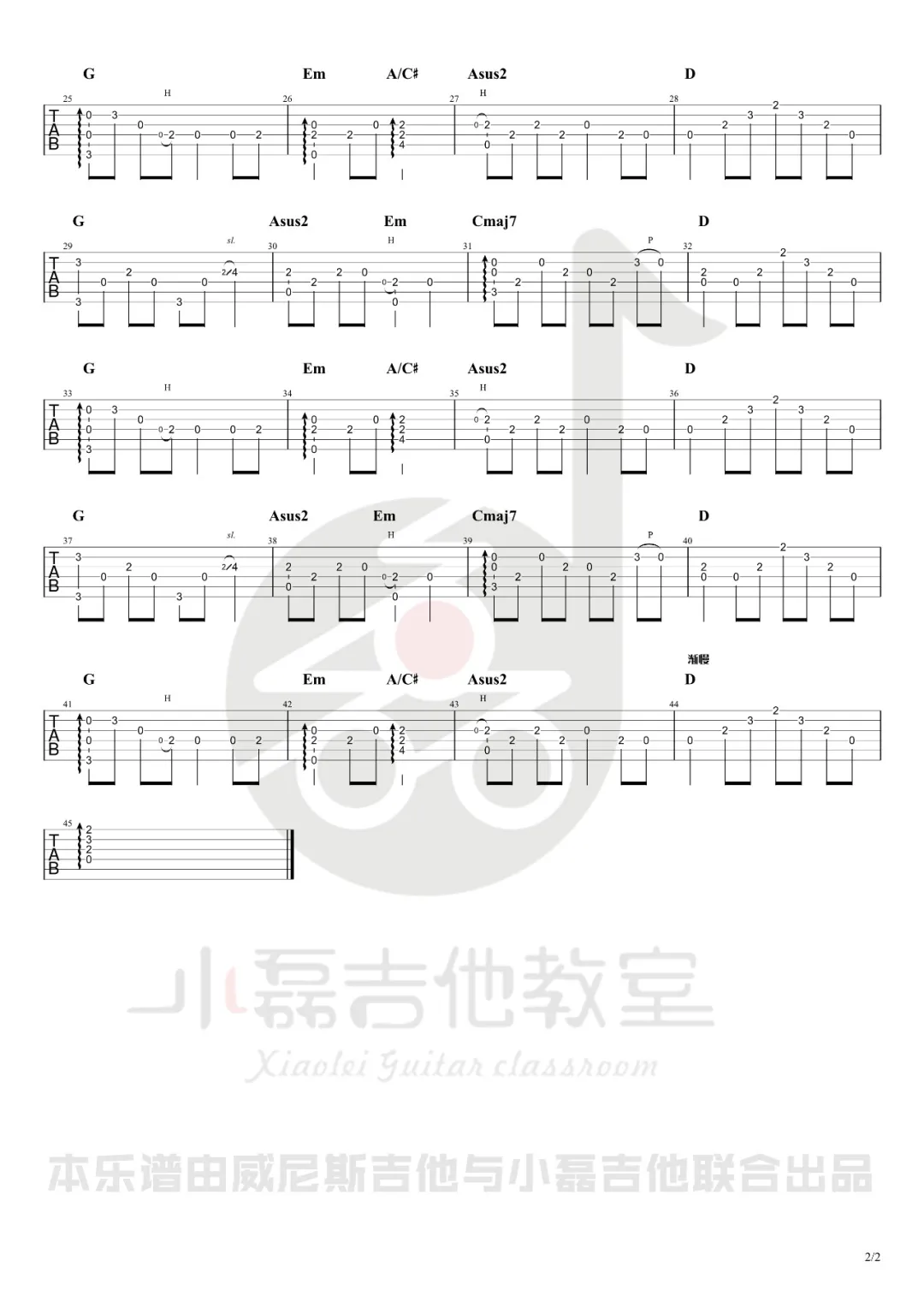 知道不知道指弹吉他谱2-刘若英